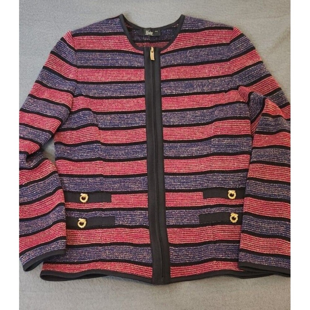 LIOLA Designer‎ Rich Sparkly Polyester Wool Blend Boxy Style Jacket Size 16 EU44